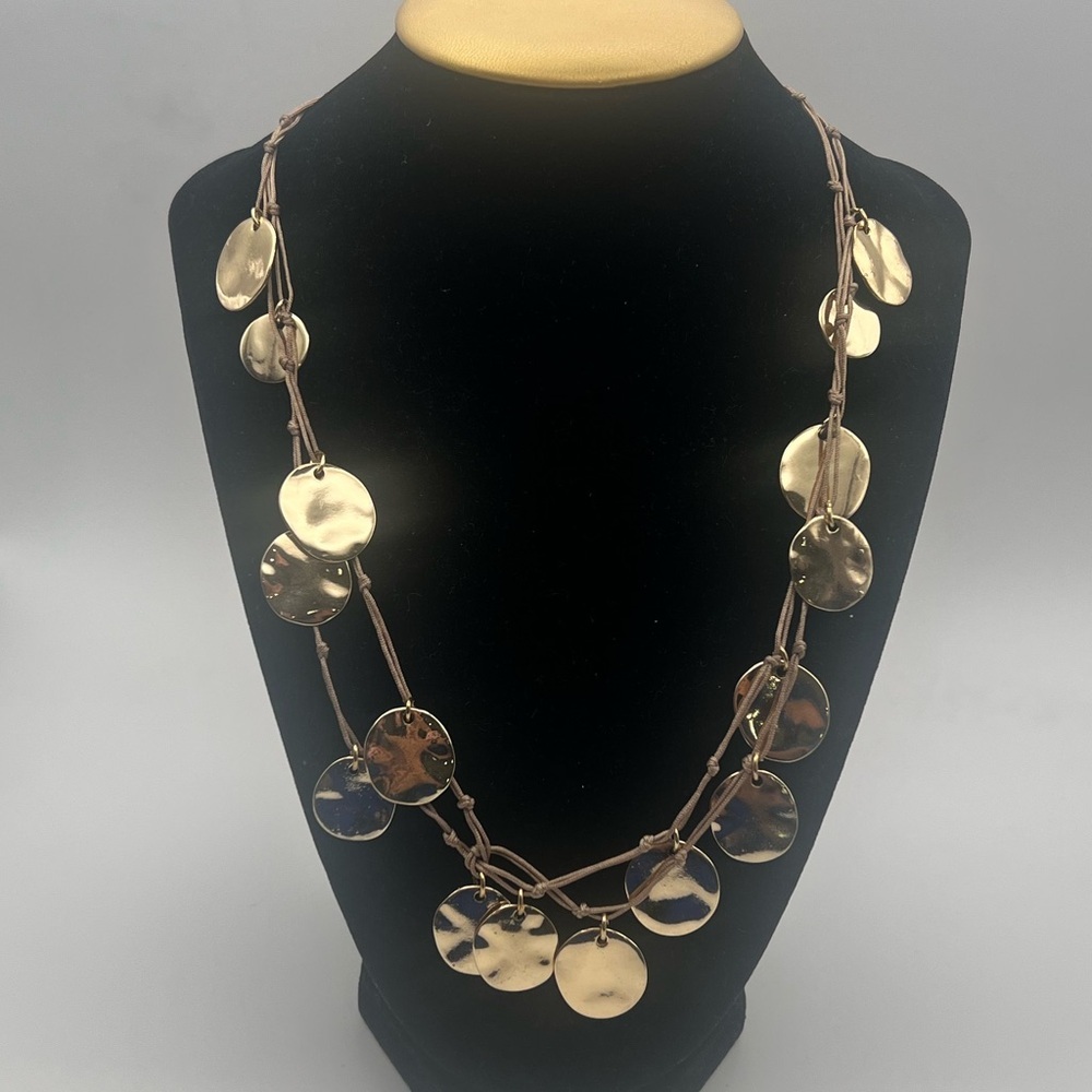 Bohemian Gold Disc Statement Necklace - Picture 5 of 6